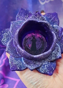 PORTAVELAS ORGONITA FLOR DE LOTO CON GATO