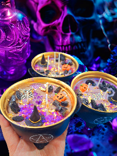 VELA CALDERO BRUJA CON PENTAGRAMA.