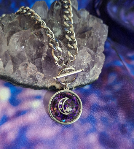 COLGANTE LUNA DE ACERO CON TURMALINA