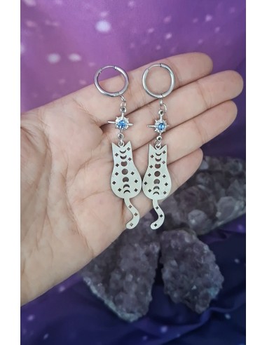 PENDIENTES GATO EN ACERO INOXIDABLE.