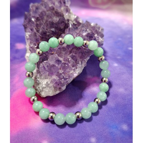 PULSERA DE JADE Y ACERO INOXIDABLE