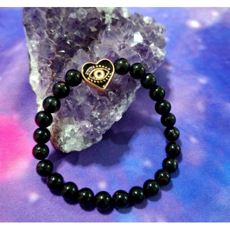 PULSERA DE OBSIDIANA CON OJO TURCO DE ACERO INOXIDABLE-1