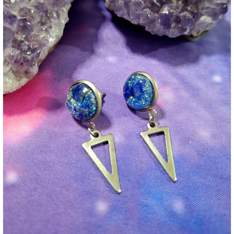 PENDIENTES DE ACERO INOXIDABLE CON LAPISLAZULI