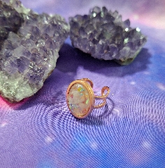 ANILLO DE CUARZO ROSA EFECTO OPALO