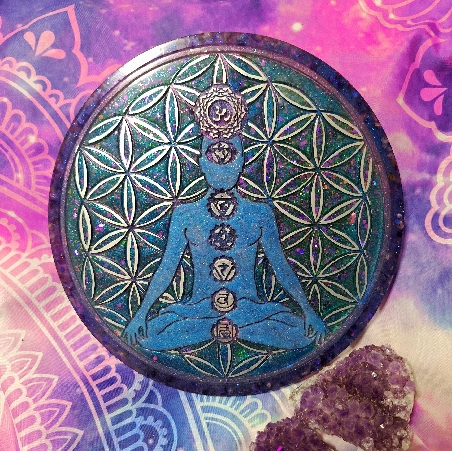 PLATO ENERGIZANTE YOGA-7 CHAKRAS-FLOR VIDA