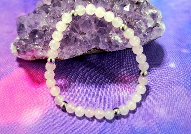 PULSERA DE CUARZO ROSA Y ACERO INOXIDABLE