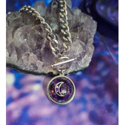 COLGANTE LUNA DE ACERO CON TURMALINA