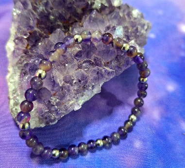 PULSERA DE AMATISTA Y ACERO INOXIDABLE