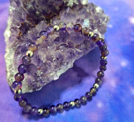 PULSERA DE AMATISTA Y ACERO INOXIDABLE