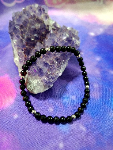 PULSERA DE OBSIDIANA CON ACERO INOXIDABLE