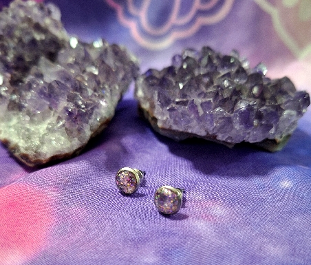 PENDIENTES DE ACERO INOXIDABLE CON AMATISTA