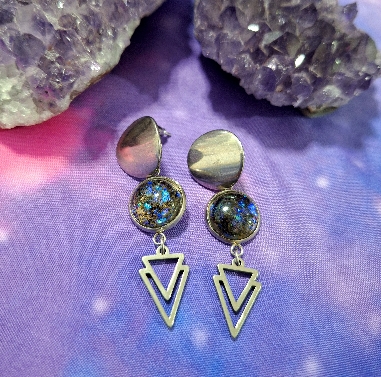 PENDIENTES DE ACERO INOXIDABLE CON TURMALINA-2