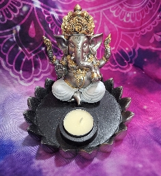 PORTA VELAS GANESHA CON F LOR DE LOTO