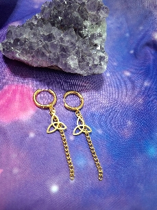 PENDIENTES DE CADENA CON TRIQUETA DE ACERO INOXIDABLE-1