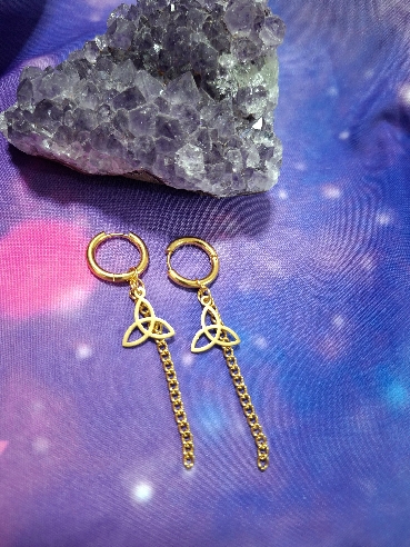 PENDIENTES DE CADENA CON TRIQUETA DE ACERO INOXIDABLE-1