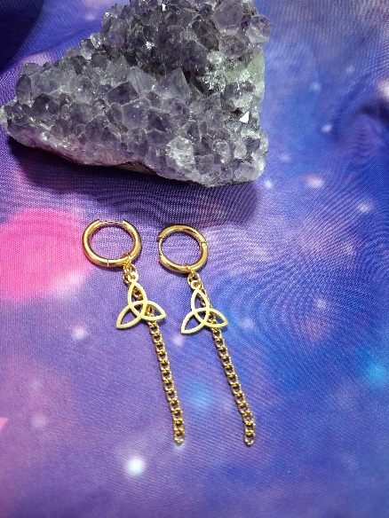 PENDIENTES DE CADENA CON TRIQUETA DE ACERO INOXIDABLE-1